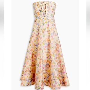Zimmermann High Tide Lace Up Midi Dress Size 3 Brand New